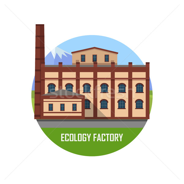 Stock fotó: ökológia · gyár · ikon · barna · épület · csövek