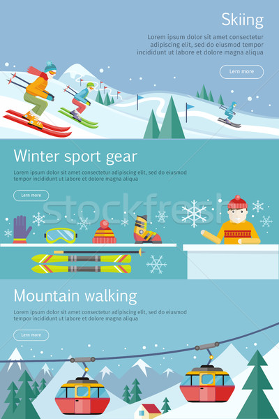 Stockfoto: Skiën · wintersport · versnelling · berg · lopen · ingesteld