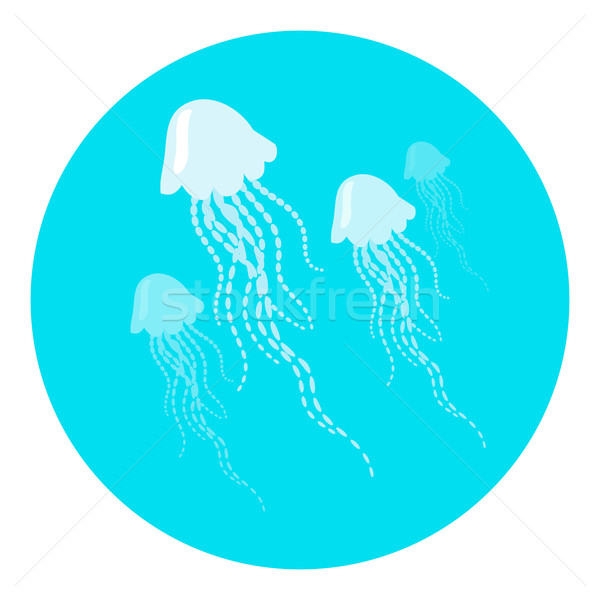 Monochrome Jellyfishes Floating in Water. Button Stock photo © robuart
