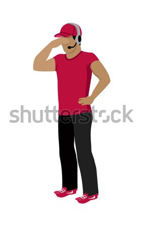 Cartoon Icon Referee in Red and Black Uniform Stock photo © robuart