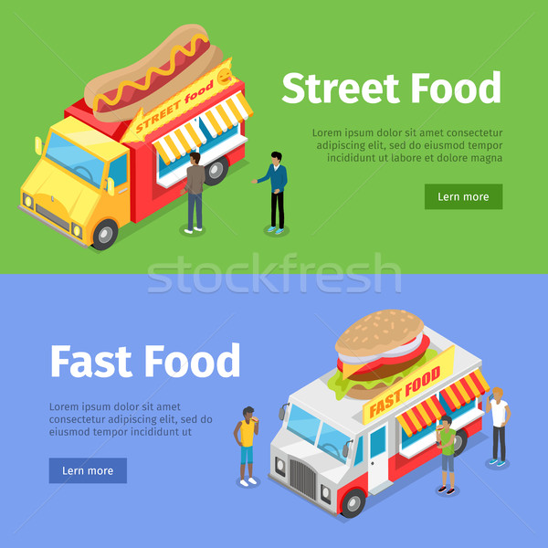 Fast and Street Food Minivans Selling Hotdogs Stock photo © robuart