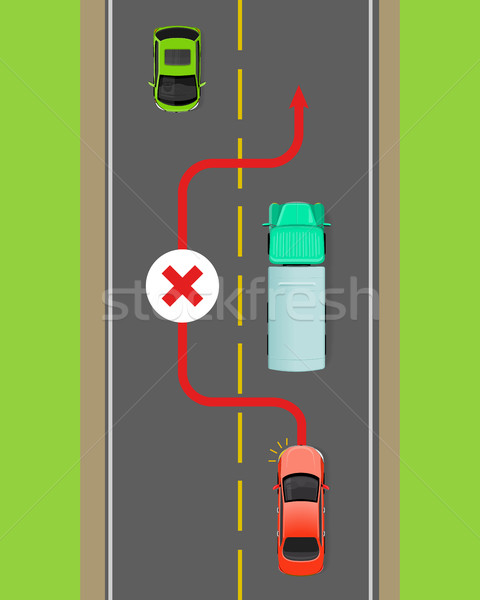 Lorry Overtaking Ban Flat Vector Diagram Stock photo © robuart