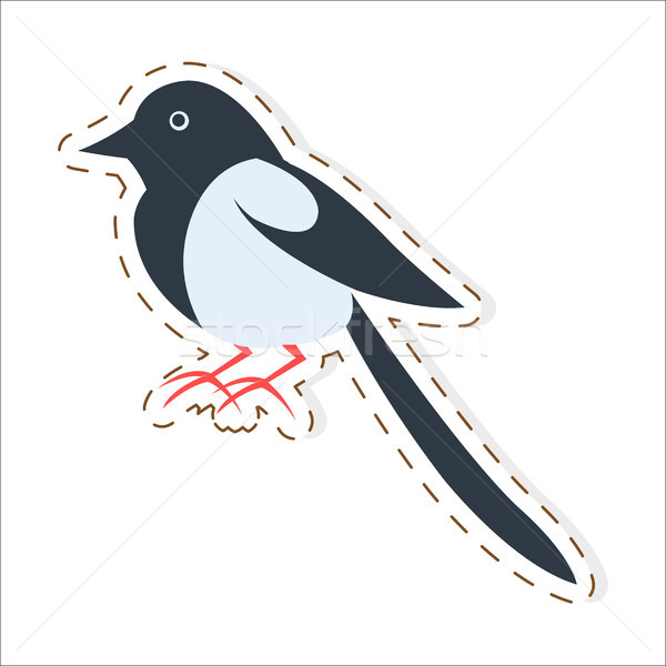 Cute Magpie Cartoon Flat Vector Sticker or Icon Stock photo © robuart