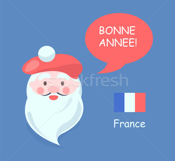 Stock fotó: Franciaország · mikulás · kalap · szimbolikus · kifejezés · boldog · új · évet
