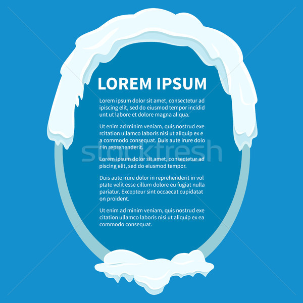 Oval Frame under Snow with Text inside on Blue Stock photo © robuart