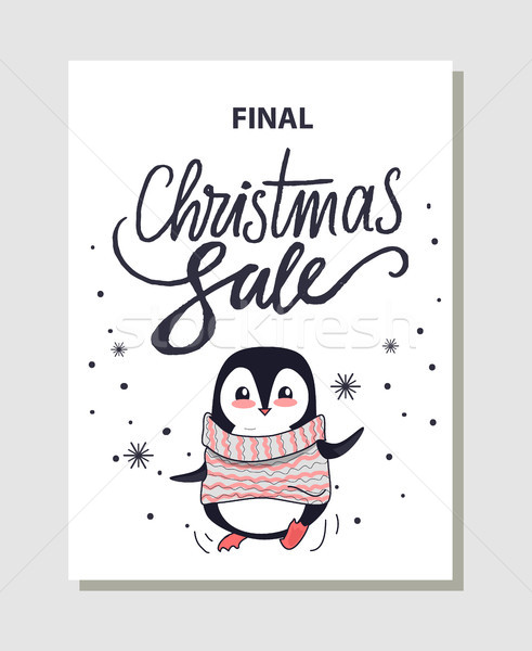 Finale Natale vendita promo poster pinguino Foto d'archivio © robuart