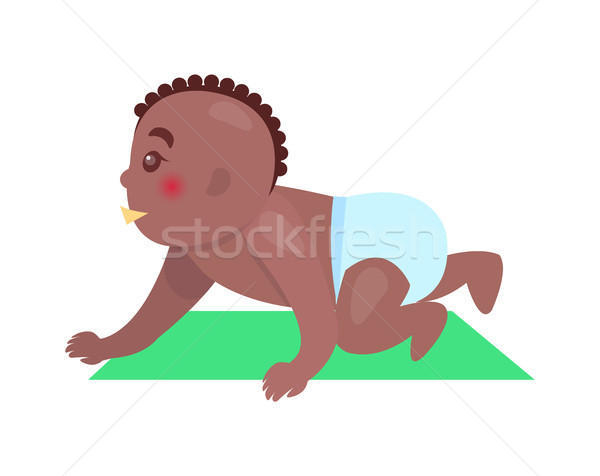 Cute Little Baby with Brown Skin Colorful Banner Stock photo © robuart