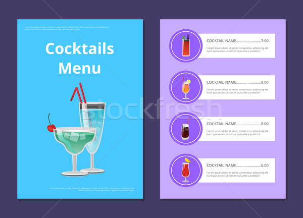 Koktélok menü hirdetés poszter martini közelkép Stock fotó © robuart
