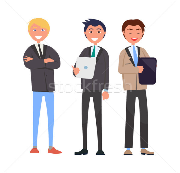 Three Self-Confident Men in Elegant Suits Vector Stock photo © robuart