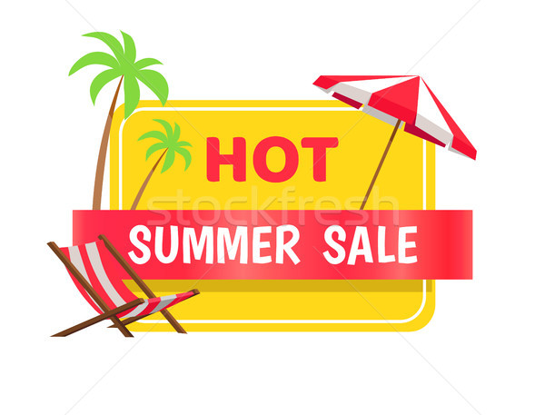 Summer Sale Label Sunbed Chaise Lounge Umbrella Stock photo © robuart