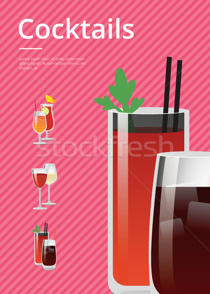 Cocktails Plakat bloody Whiskey Cola Wein Stock foto © robuart