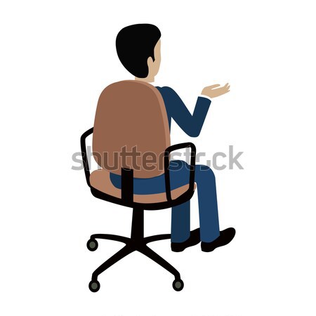 Man Sitting on the Chair and Pointing on Something Stock photo © robuart