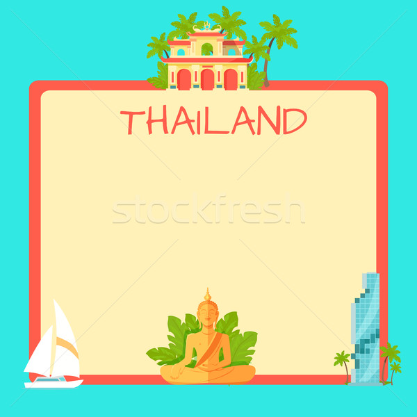 Thaiföld turisztikai vektor copy space szalag szimbólumok Stock fotó © robuart