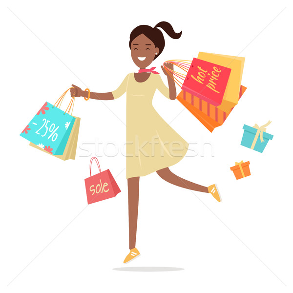 Nő vásárlás hölgy papírzacskók forró vásár Stock fotó © robuart