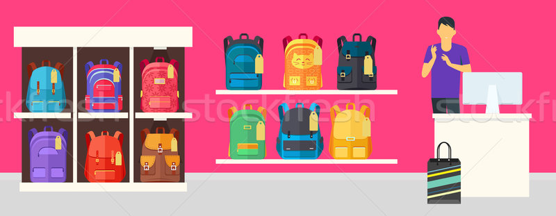 School Bag Store. Two Sellers Offering Backpacks Stock photo © robuart