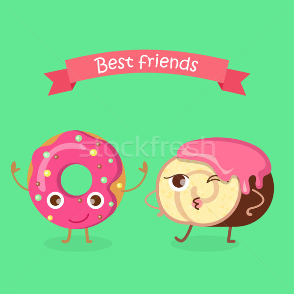 Sweets. Best Friends. Doughnut and Swiss Roll Stock photo © robuart