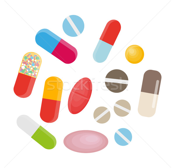 Colored Pills and Capsules. Big Medical Set Vector Stock photo © robuart