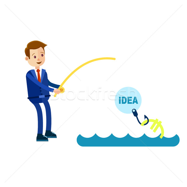 Cartoon Businessman with Rod Fishes Out Money Stock photo © robuart