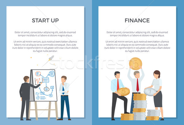 Start Up and Finance Collection of Cartoon Banners Stock photo © robuart