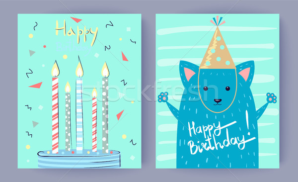 Happy Birthday Set of Posters Vector Illustration Stock photo © robuart