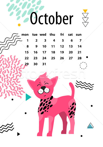 Calendar for October 2018 with Chinese Crested Dog Stock photo © robuart