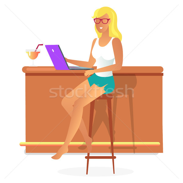 Business Summer Woman Laptop Vector Illustration Stock photo © robuart