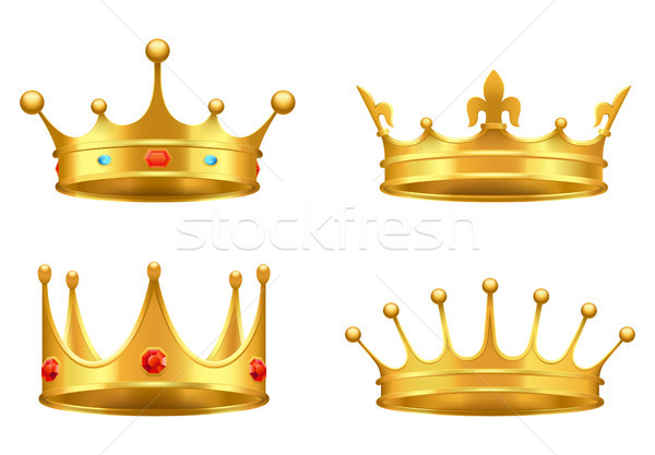 Stock photo: Golden Crown with Gems 3d Icon Realistic Vector