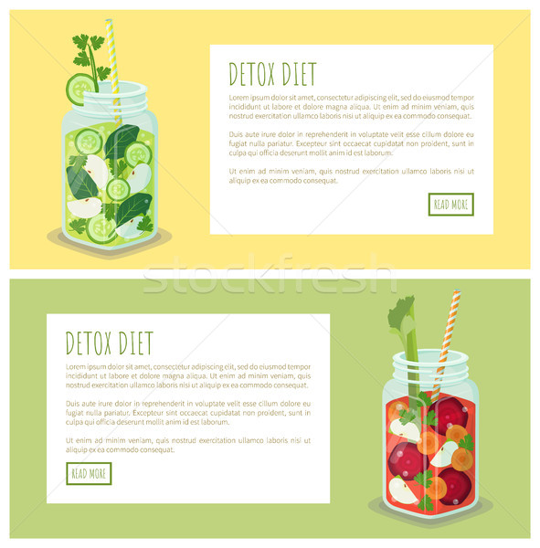 Detox Diet Web Page Jar Set Vector Illustration Stock photo © robuart