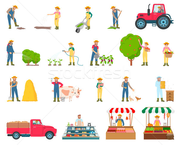 Farmer Activity Collection Vector Illustration Stock photo © robuart