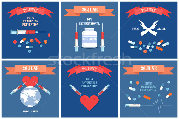 наркотиков осведомленность предотвращение день красочный Баннеры Сток-фото © robuart