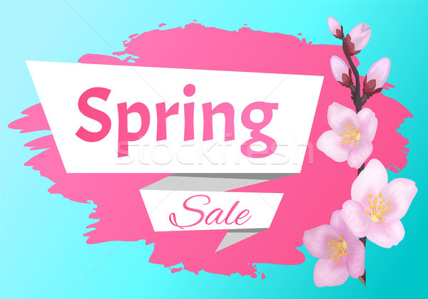 Spring Sale Advertisement Label Branch of Sakura Stock photo © robuart