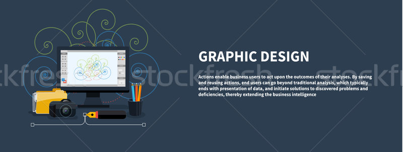 Stockfoto: Web · design · grafisch · ontwerp · banner · iconen · ontwerp · monitor