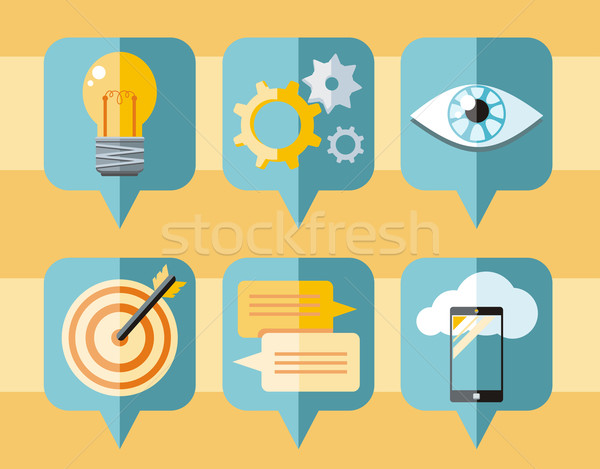 Speech bubble icon set of business elements Stock photo © robuart