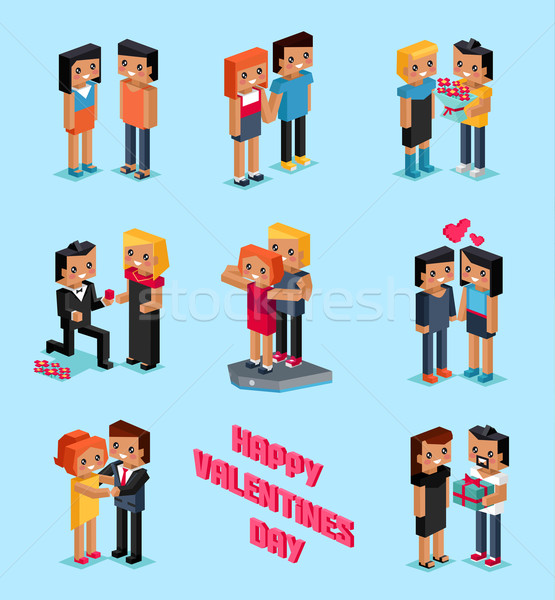 Isometric 3d Family Love Hearts. Valentine Day Stock photo © robuart