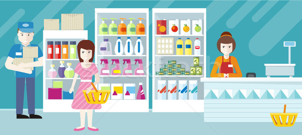 People in Supermarket Interior Design Stock photo © robuart