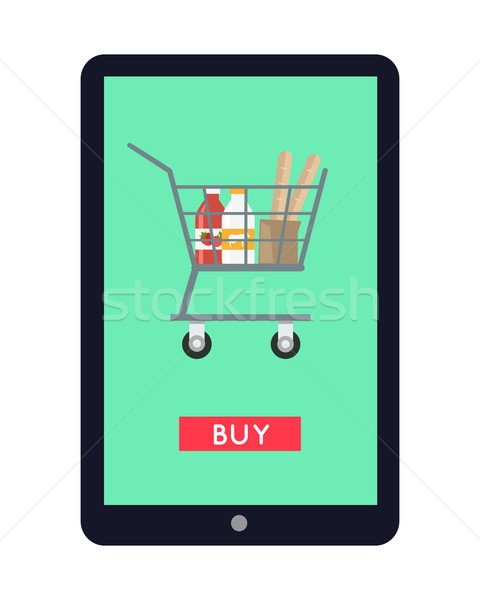 Online élelmiszerbolt szalag illusztráció online vásárlás vektor Stock fotó © robuart