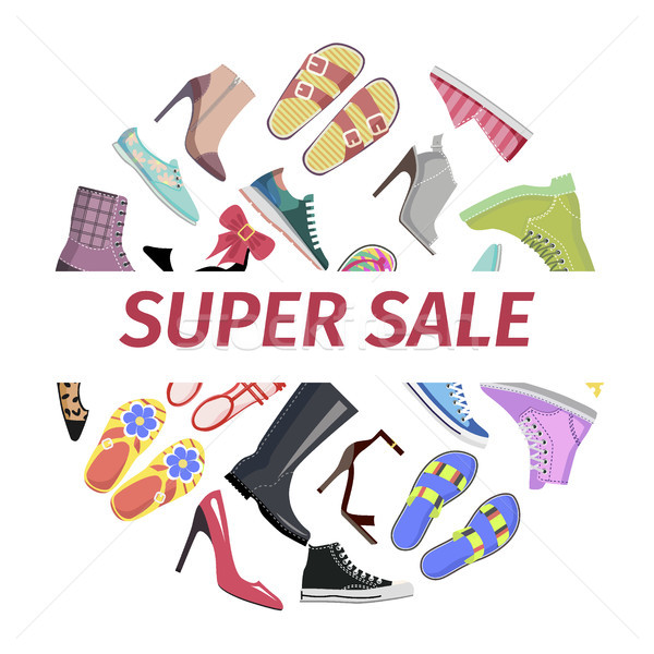 Supper Summer Shoes Sale Flat Vector Concept Stock photo © robuart