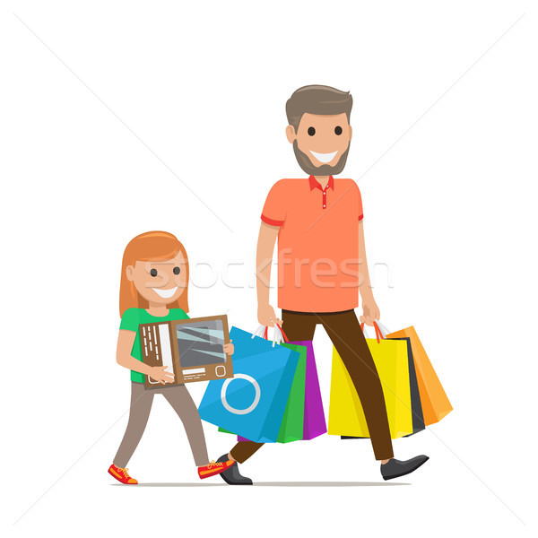 Father and Daughter Go Shopping. Family Shopping Stock photo © robuart