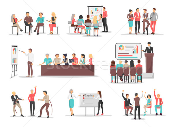 Office Team Building Concepts Illustrations Set Stock photo © robuart