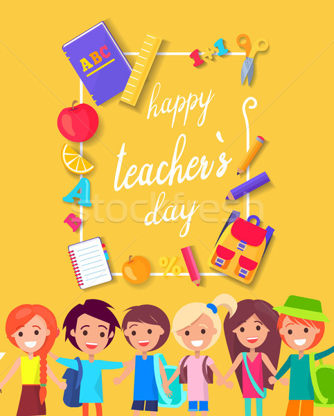 Happy Teacher s Day Colorful Bright Poster Stock photo © robuart