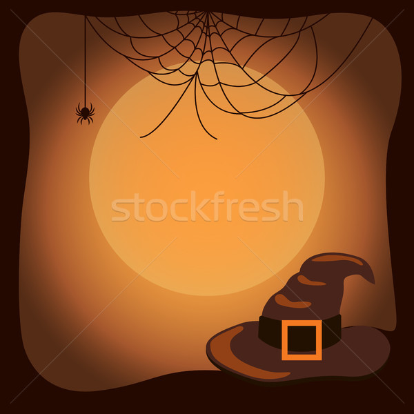 Halloween Background with Witch Hat and Spider Web Stock photo © robuart