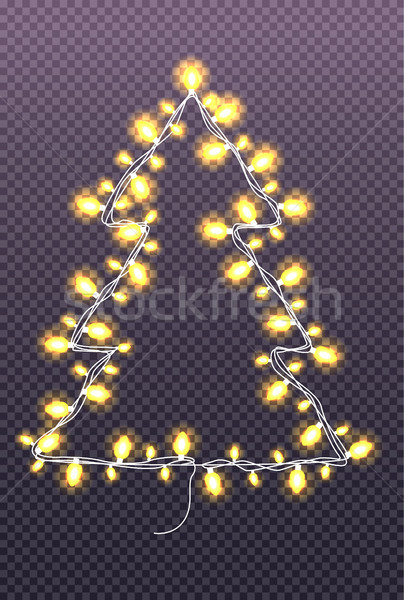 Christmas Abstract Tree Made of Garland with Lamps Stock photo © robuart