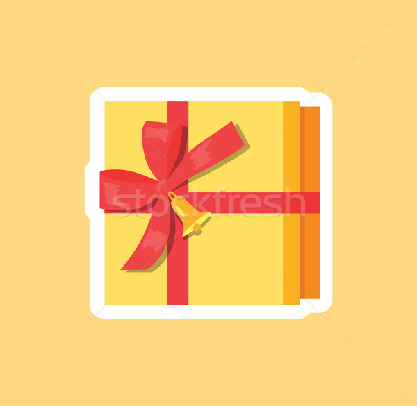 Box Decorated by Red Ribbon with Bow Golden Bell Stock photo © robuart