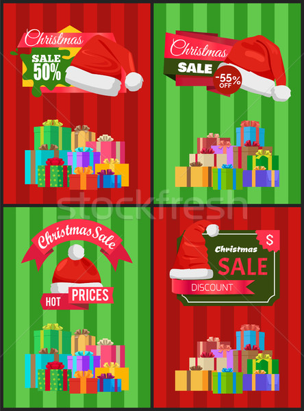 Stock foto: Weihnachten · Verkauf · Plakate · hat · Ermäßigung · Label