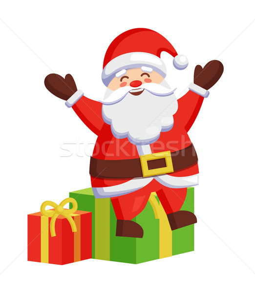 Foto stock: Papai · noel · sessão · colorido · caixas · de · presente · ícone · isolado