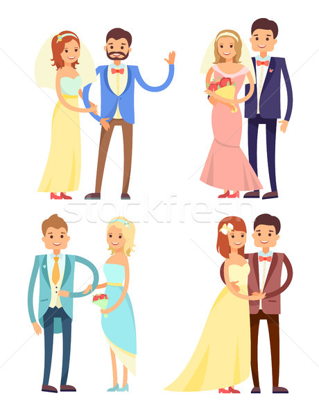 Married Couple and Hugs Set Vector Illustration Stock photo © robuart