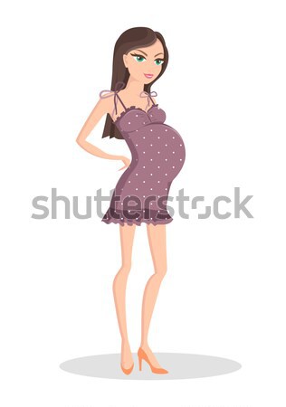 Cute zwangere meisje mooie groot groene ogen Stockfoto © robuart