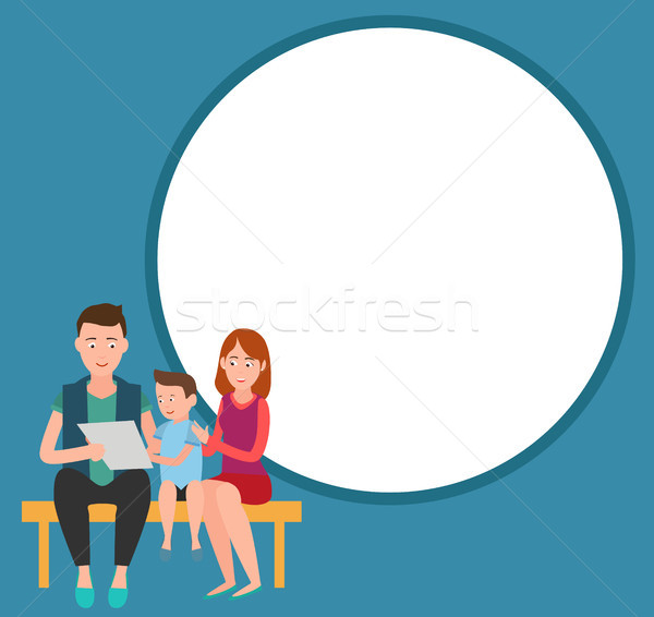 Stock photo: Family Mother Father and Son Sits on Bench List