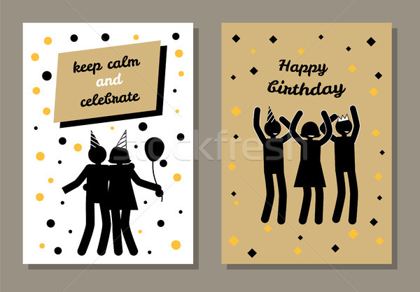 Happy Birthday, Keep Calm and Celebrate Postcard Stock photo © robuart