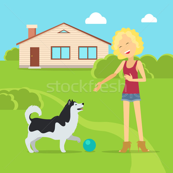 Sanguine Temperament Type Girl with Dog. Stock photo © robuart